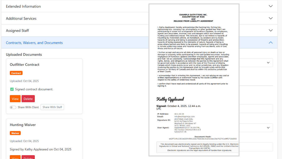E-Signature Features