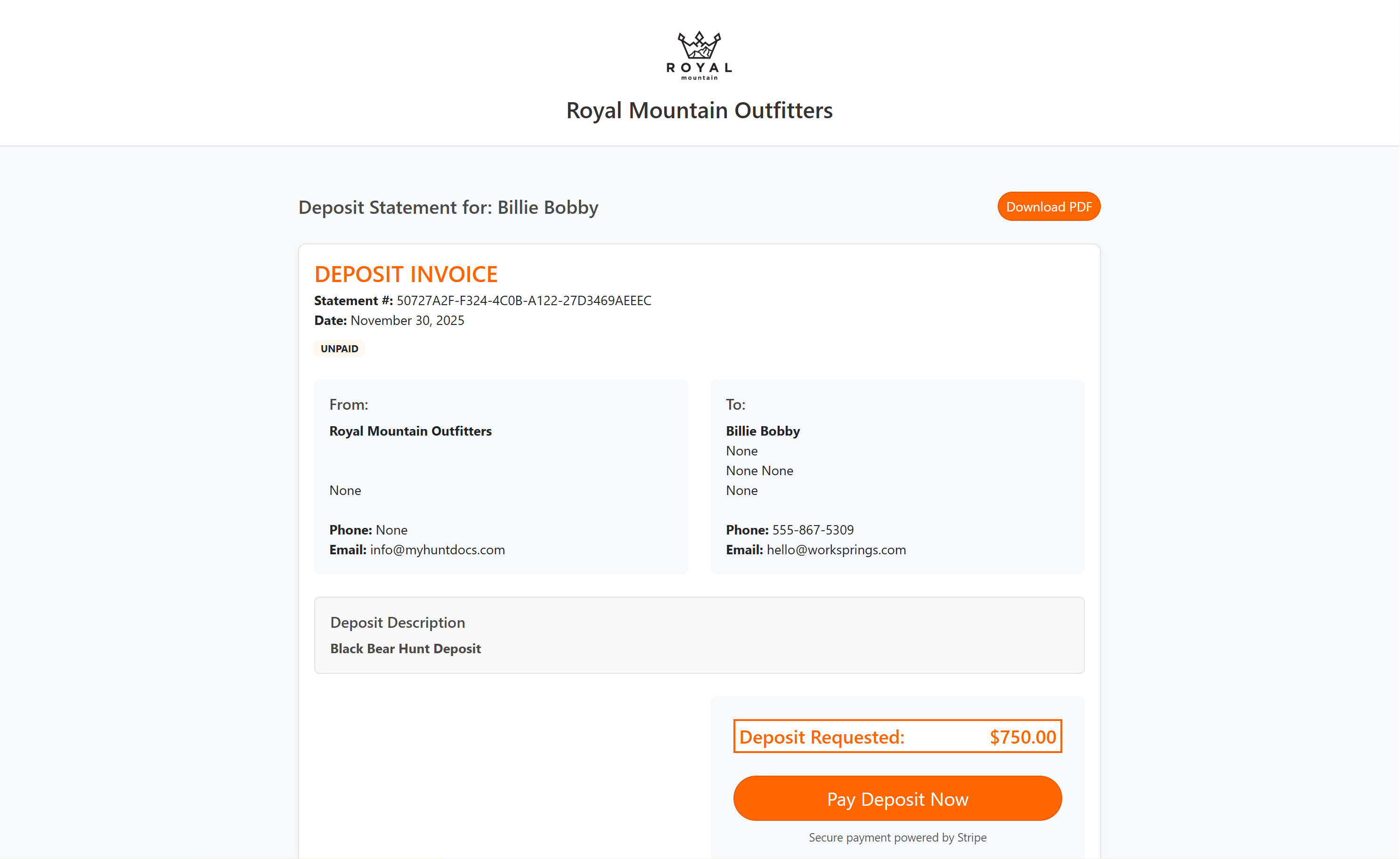 Client online payment experience
